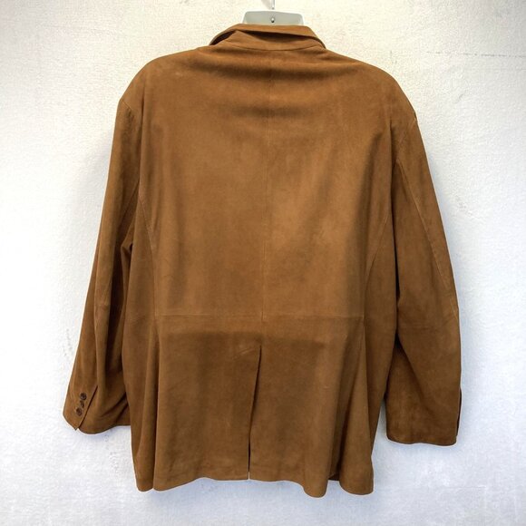 RARE Orvis Brown Suede Leather Field Jacket Mens 48 Sport Coat Throat Latch - Picture 3 of 16